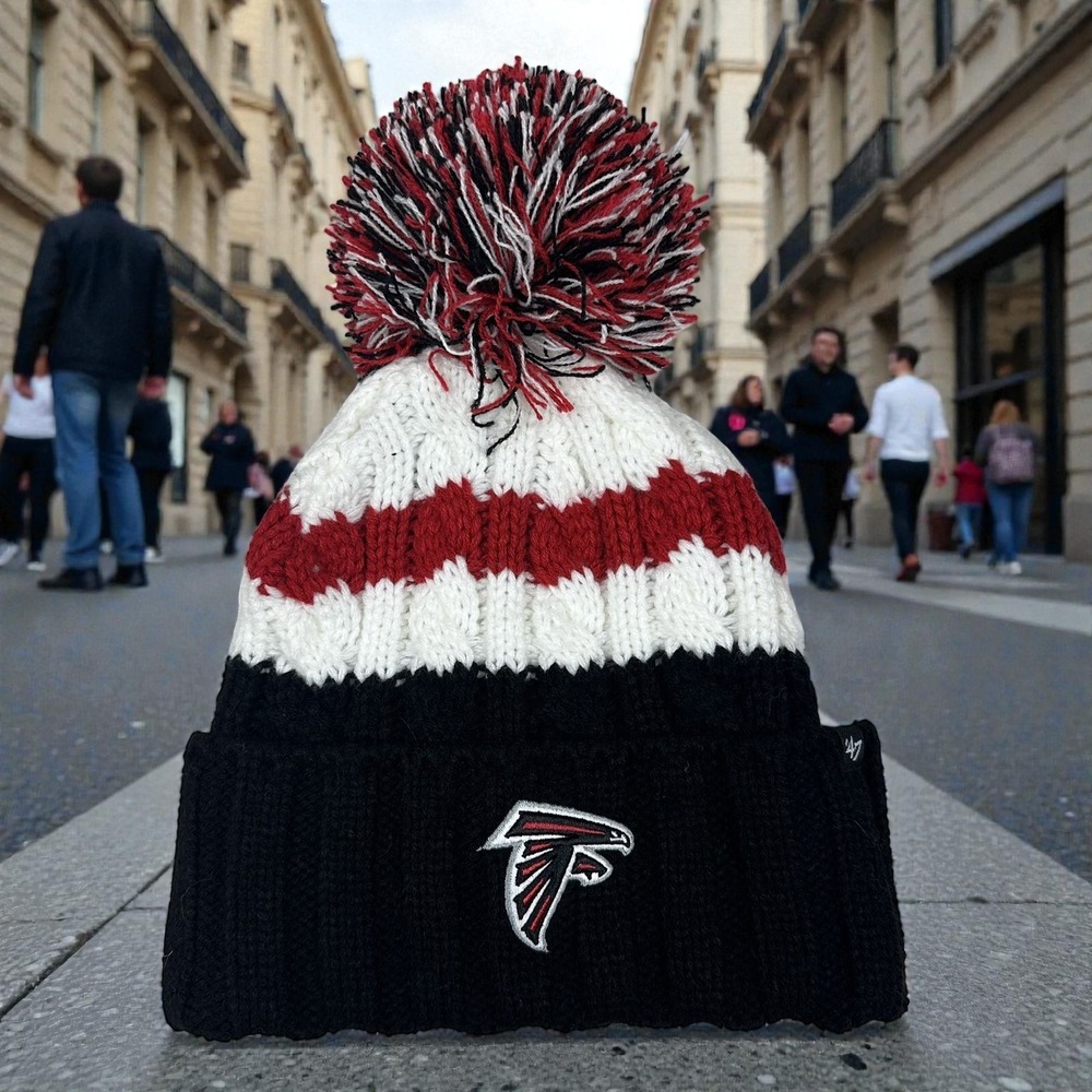 47 Brand‎ Atlanta Falcons Womens Knit Pom Beanie Hat Red White Black NFL